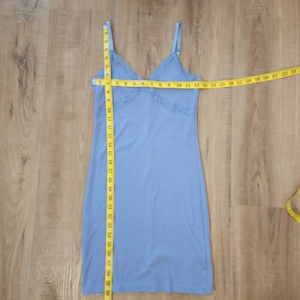Ambiance Lilac Purple Lace Trim Ribbed Mini Dress Y2K 90s Lingerie Bodycon Sz S - Picture 5 of 9